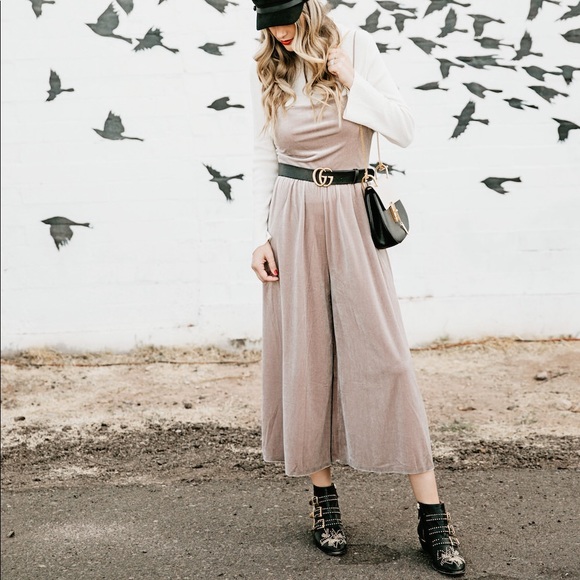 Urban Outfitters Pants - UO Velvet Straight-Neck Cropped Jumpsuit